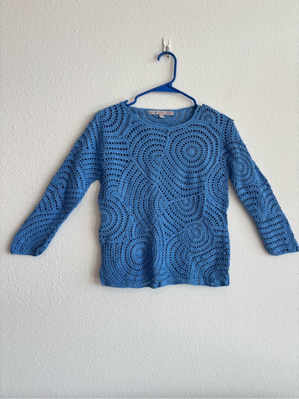 Sean Collection Bright Blue Crochet Crewneck Sweater